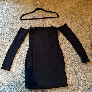 Meshki Black Off-Shoulder Long Sleeve Bodycon Dress